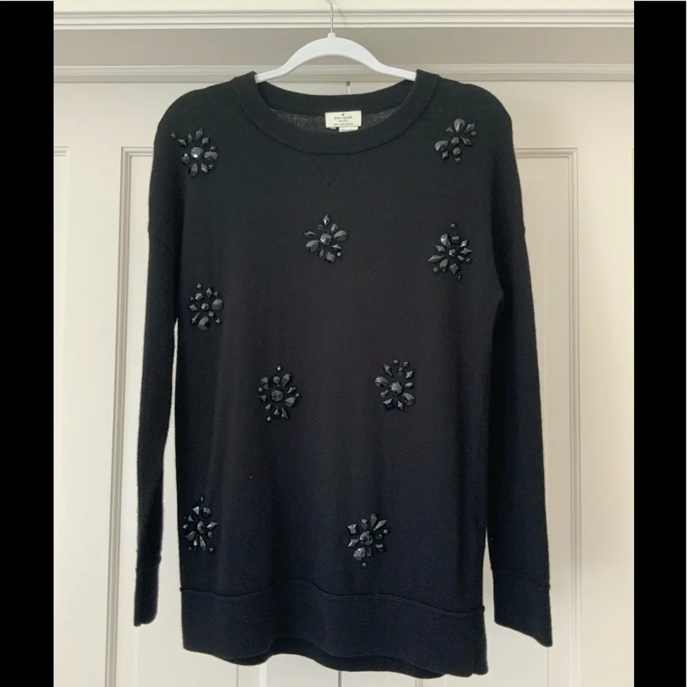 Kate Spade black wool blend embellished sweater M